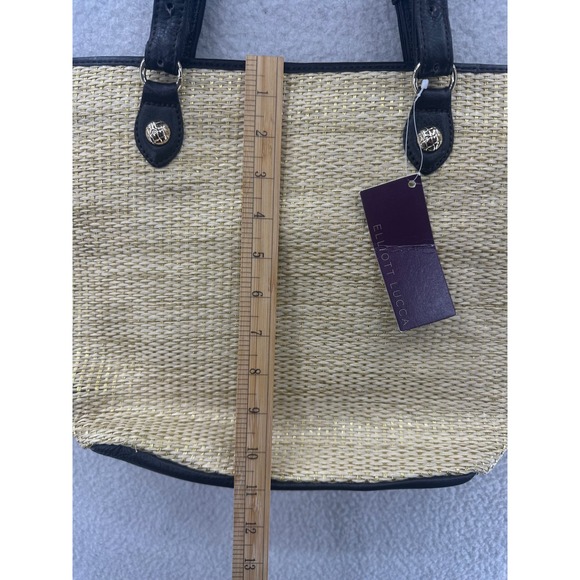 Elliott Lucca Habama Straw Tote Bag Style 105455 Gold Accent Leather Trim - Picture 11 of 13